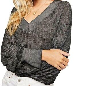 Free People Charcoal Gray Knit Top